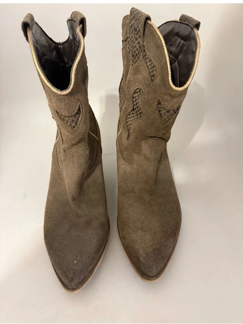 Aldo Brown Suede Western Mid-Calf Pull On Boots Pointed Toe Women's Size 7